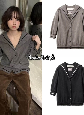 现货viaplain 25秋冬新款复古海军领羊毛单排扣针织开衫外套