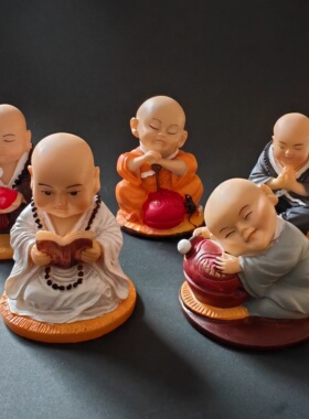 禅意小和尚微景观装饰庭院花园家居造景小摆件禅意空间茶宠桌面摆