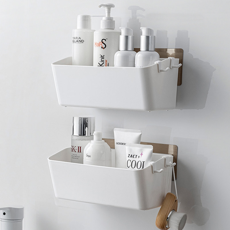 免打孔浴室厕所墙上置物架卫生间洗手间洗漱台吸盘壁式收纳盒壁挂
