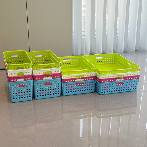 亿美多彩加厚长方形塑料收纳篮厨房浴室桌面置物篮收纳筐杂物文具