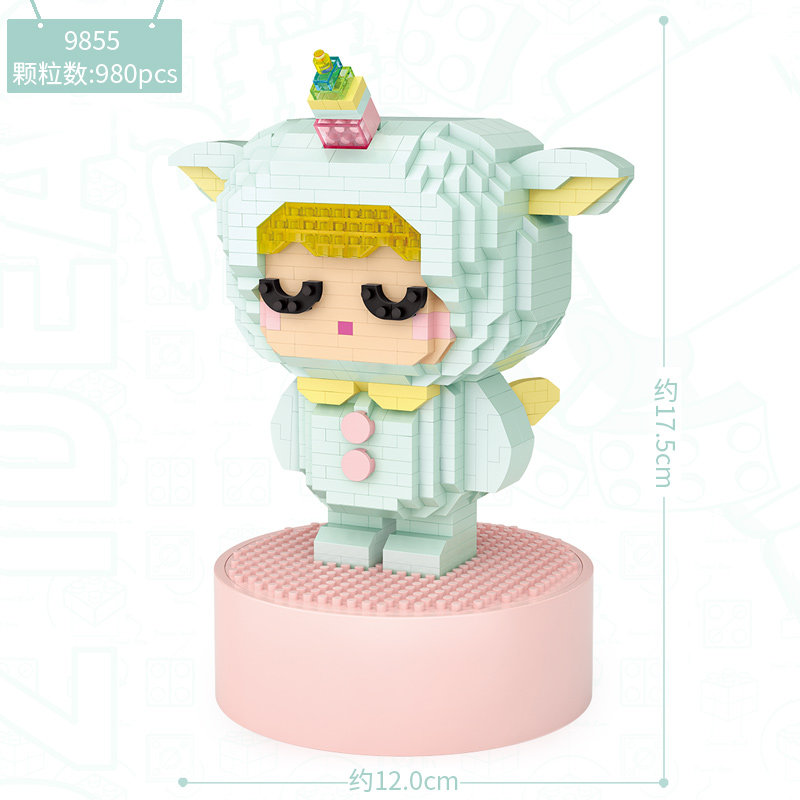 俐智loz小颗粒积木 天使love兔子独角兽木马音乐盒女孩成年人特价