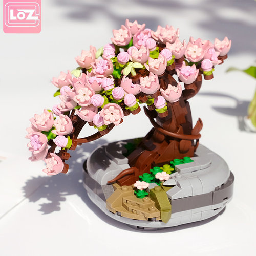 俐智loz樱花多肉拼装玩具