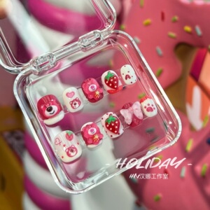 可爱美甲少女多巴胺纯手工穿戴甲短款儿童美甲贴片2023年秋冬新款