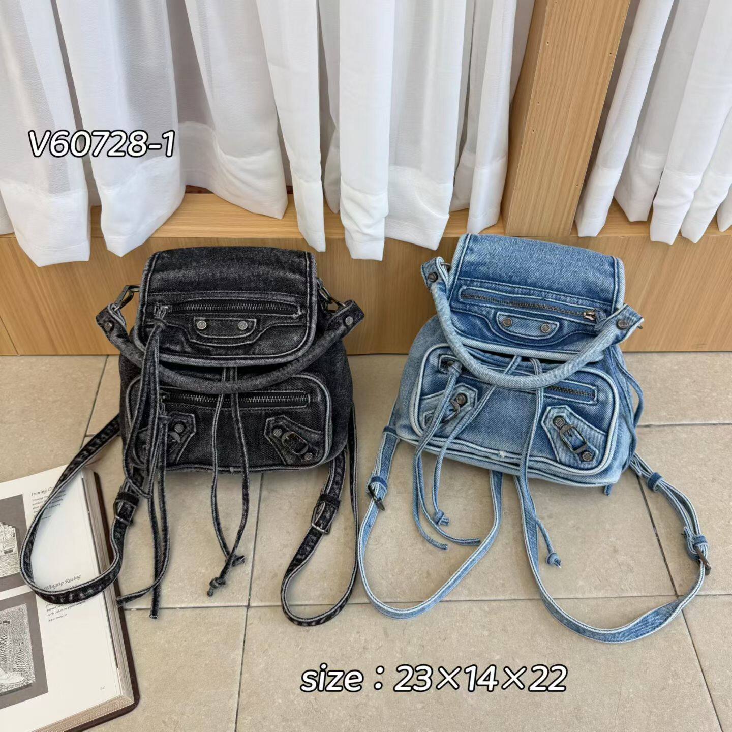 机车牛仔包多功能双肩包背包2026新款女包可爱手提潮包学院风背包