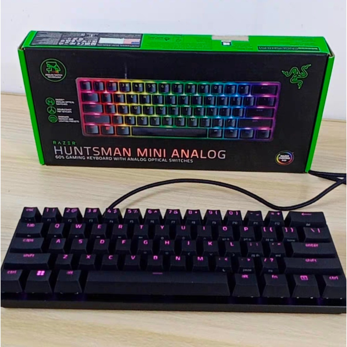 Razer雷蛇 猎魂光蛛Mini迷你版模拟光轴RGB有线游戏61键配列键盘