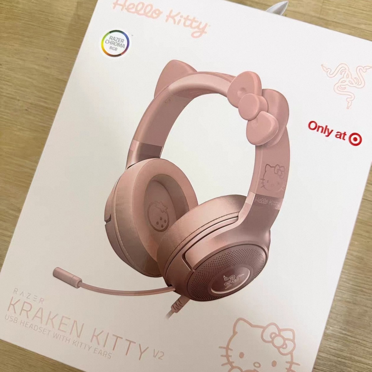 Razer雷蛇北海巨妖V2 HELLOKITTY联名黑金限定版有线头戴式耳机