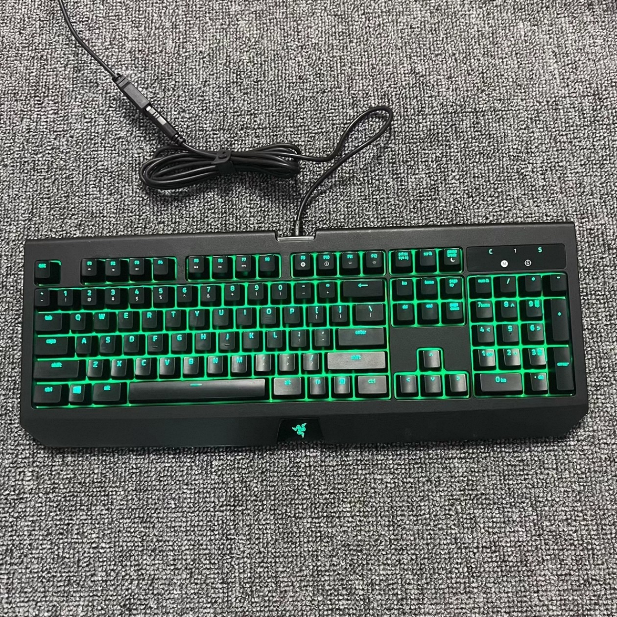 雷蛇Razer黑寡妇终极版绿光背光有线游戏电竞机械键盘宏编辑