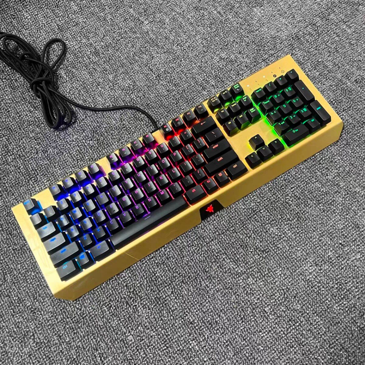 Razer/雷蛇黑寡妇蜘蛛耀金色幻彩绝版限定款有线游戏键盘