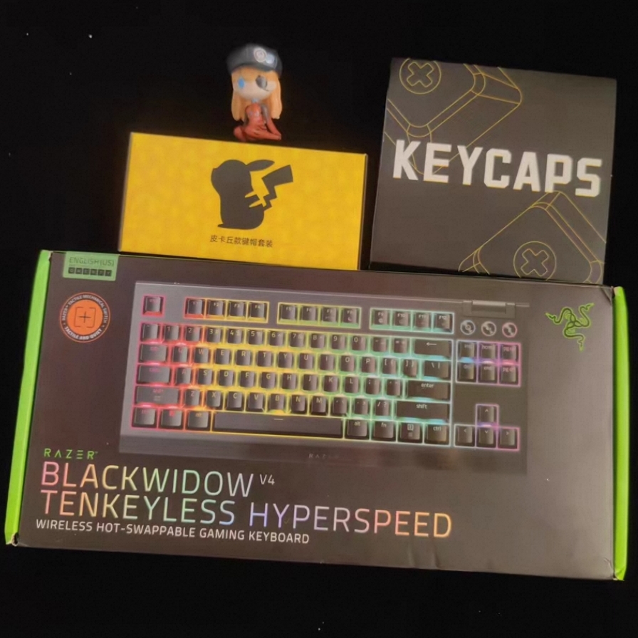 Razer雷蛇黑寡妇蜘蛛V4TKL竞技版宝可梦联名皮卡丘键帽PBT版键盘