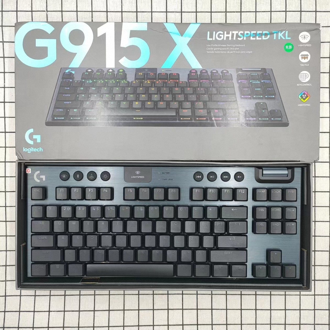 罗技G915 X TKL机械游戏键盘无线蓝牙有线三模电竞背光矮轴超薄