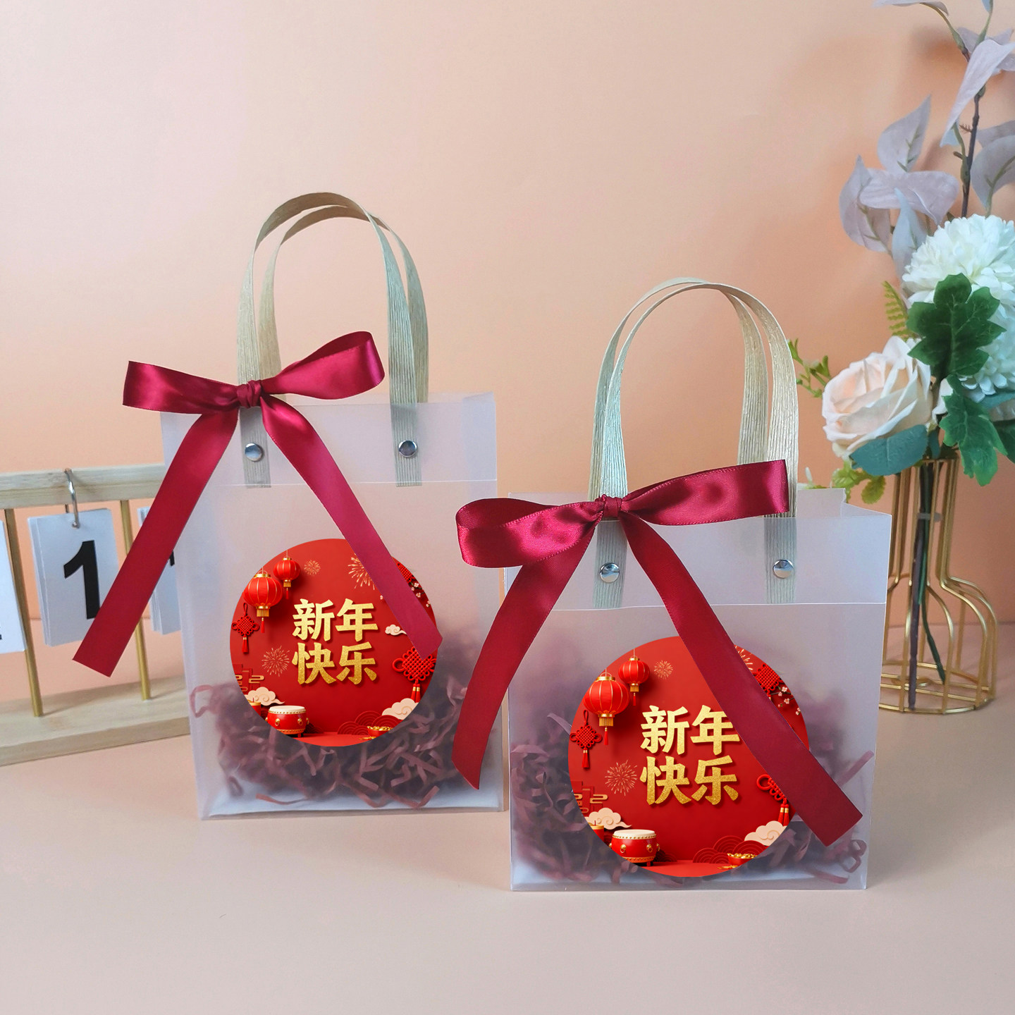 春节礼品袋新年礼盒礼袋礼物包装盒伴手礼袋子手提袋透明空小号