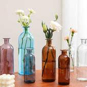透明收口玻璃花瓶日式 简约文艺现代家居插花水培瓶装 饰桌面摆件