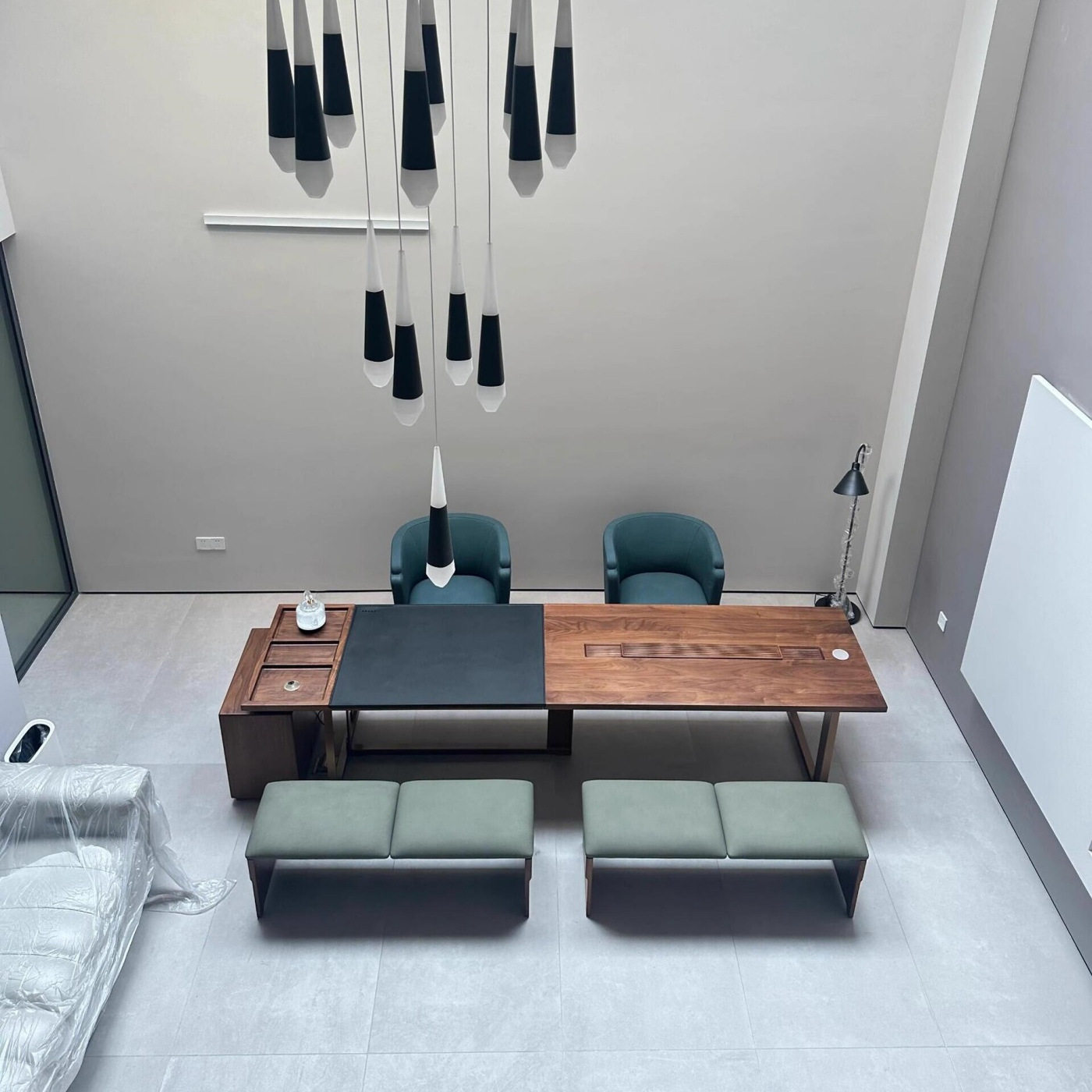 新中式北美黑胡桃木茶桌椅组合