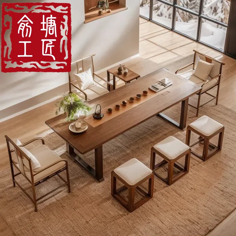 原木茶桌俞塘实木茶桌禅意茶台