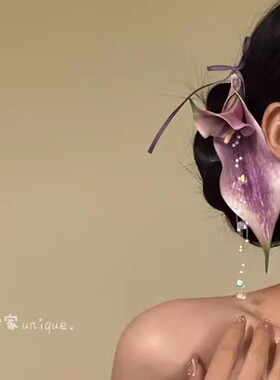 氛围感花朵发夹紫色马蹄莲鸭嘴夹