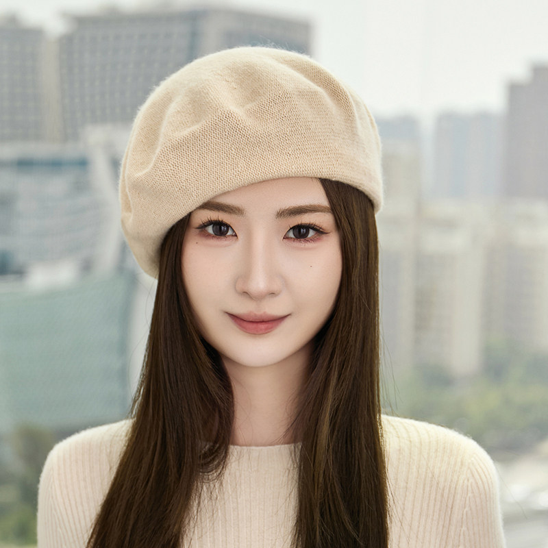 羊绒帽子女百搭英伦复古韩版潮日帽子