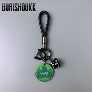 好运航行皮绳挂饰陶瓷筹码 lucky情侣礼品 骰子汽车钥匙扣高级挂件