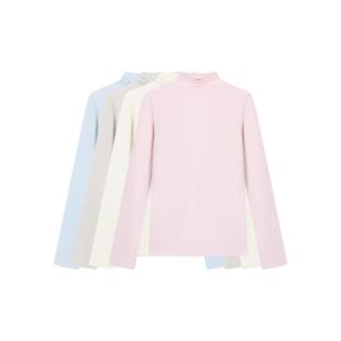 宅女家基础款纯色半高领长袖T恤女装秋季内搭减龄显瘦打底上衣