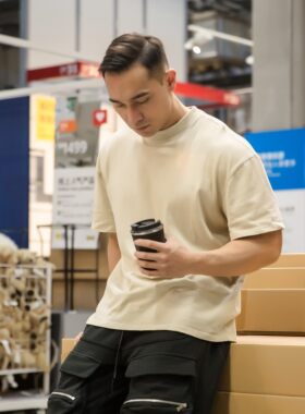 bearfitness健熊棉t恤落肩纯色