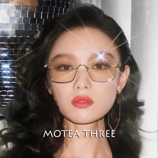 新款倪妮同款复古墨镜女下半框防紫外线高级感显瘦太阳眼镜网红
