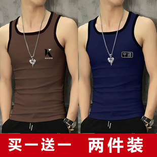 t恤薄款 买一送一休闲百搭背心男士 胖子无袖 大码 显瘦家居服潮 夏季