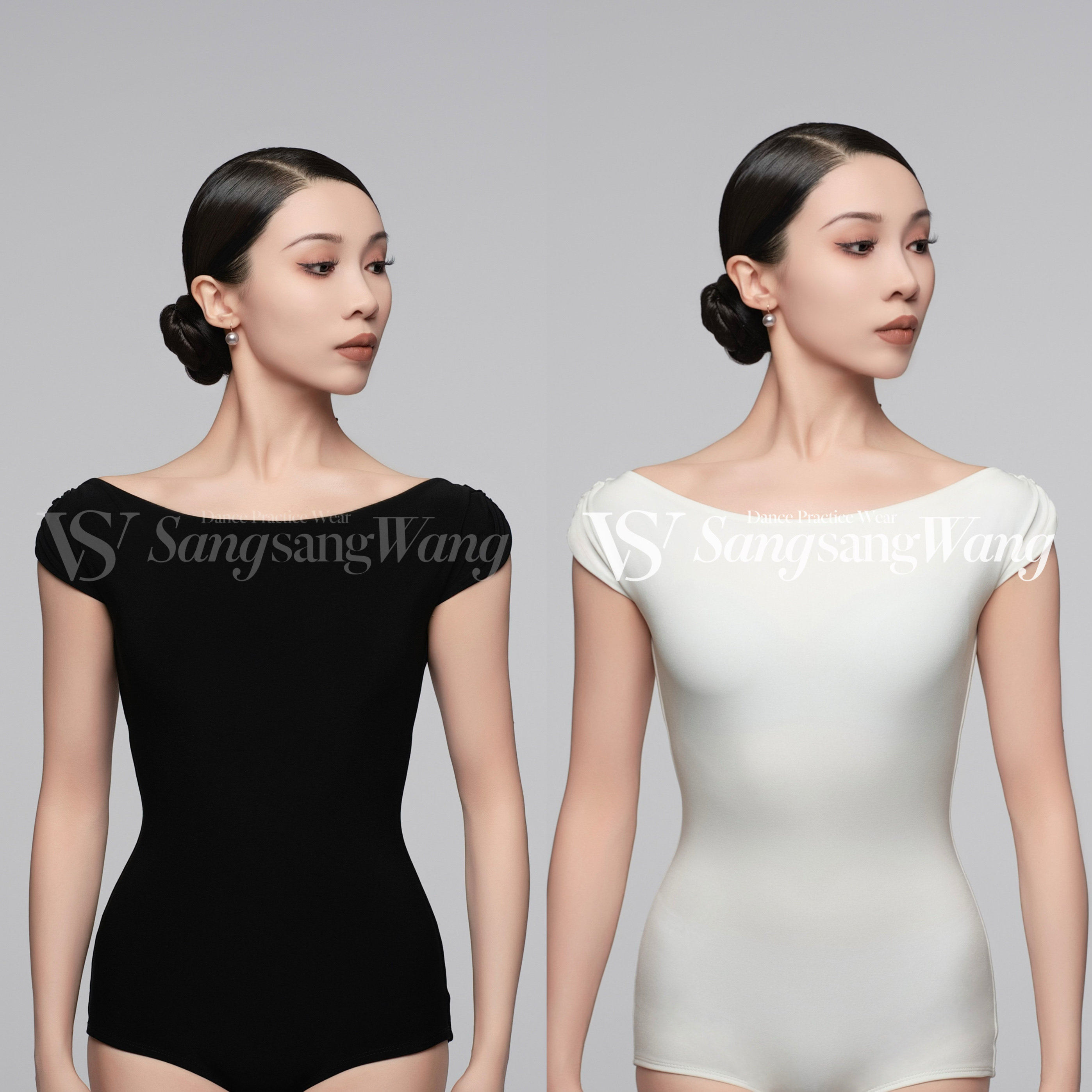 sswang舞服拉丁舞女士教师服一字领包肩连体衣无袖坎肩上衣