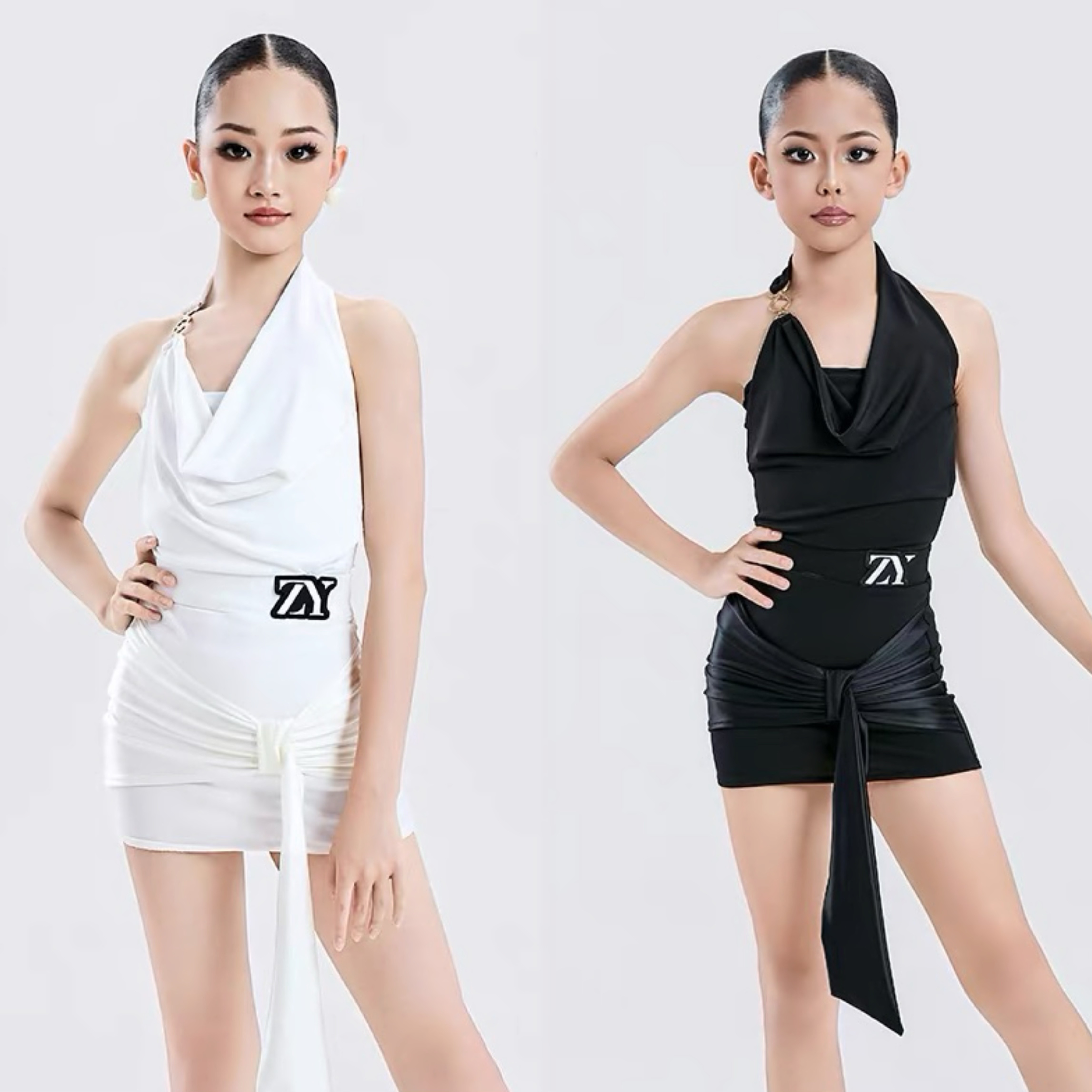 ZYDANCE夏季新款女童拉丁舞服高级感挂脖少儿练功训练比赛表演服