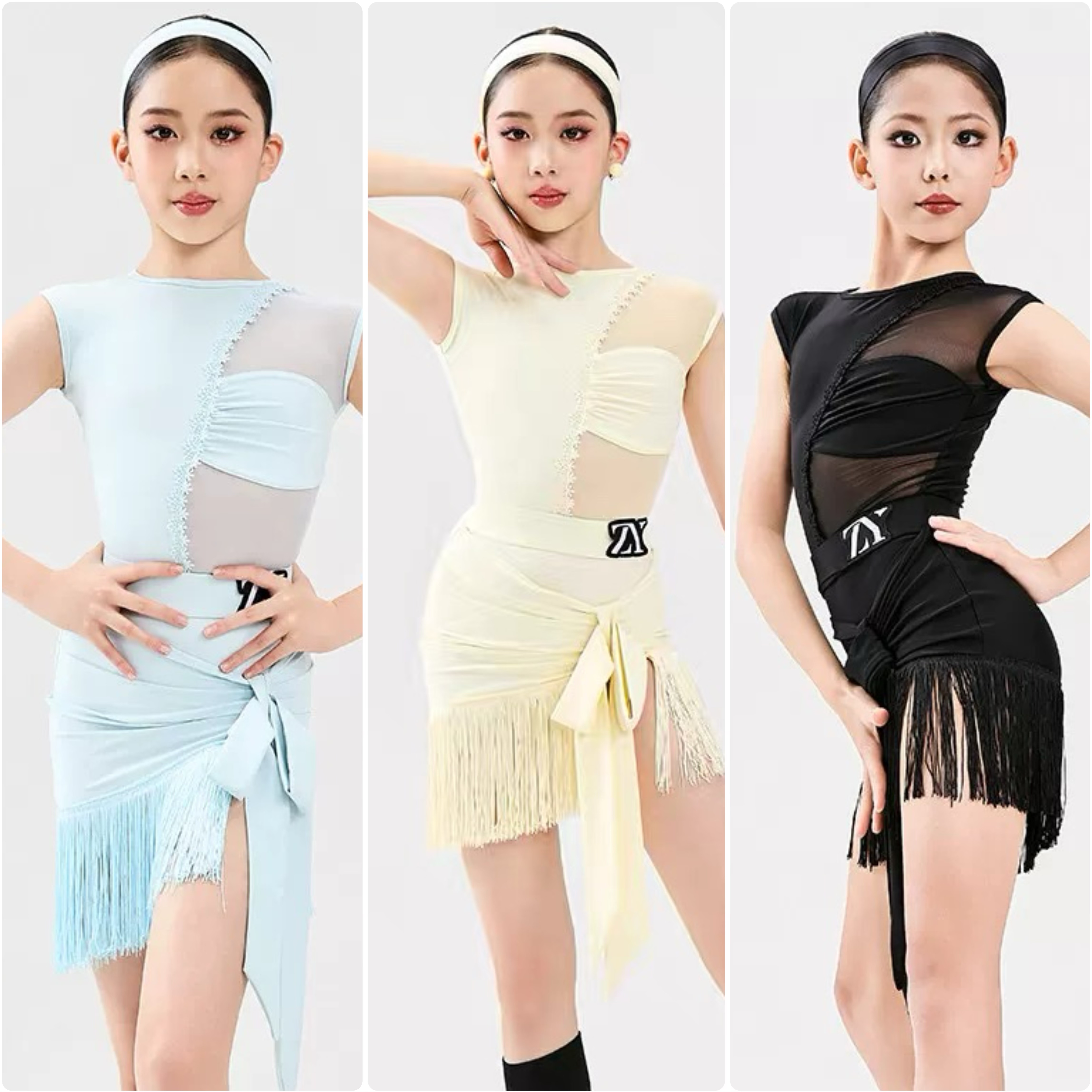 ZYDance春夏新款少儿拉丁舞服女童练功服演出服流苏短裙舞蹈套装