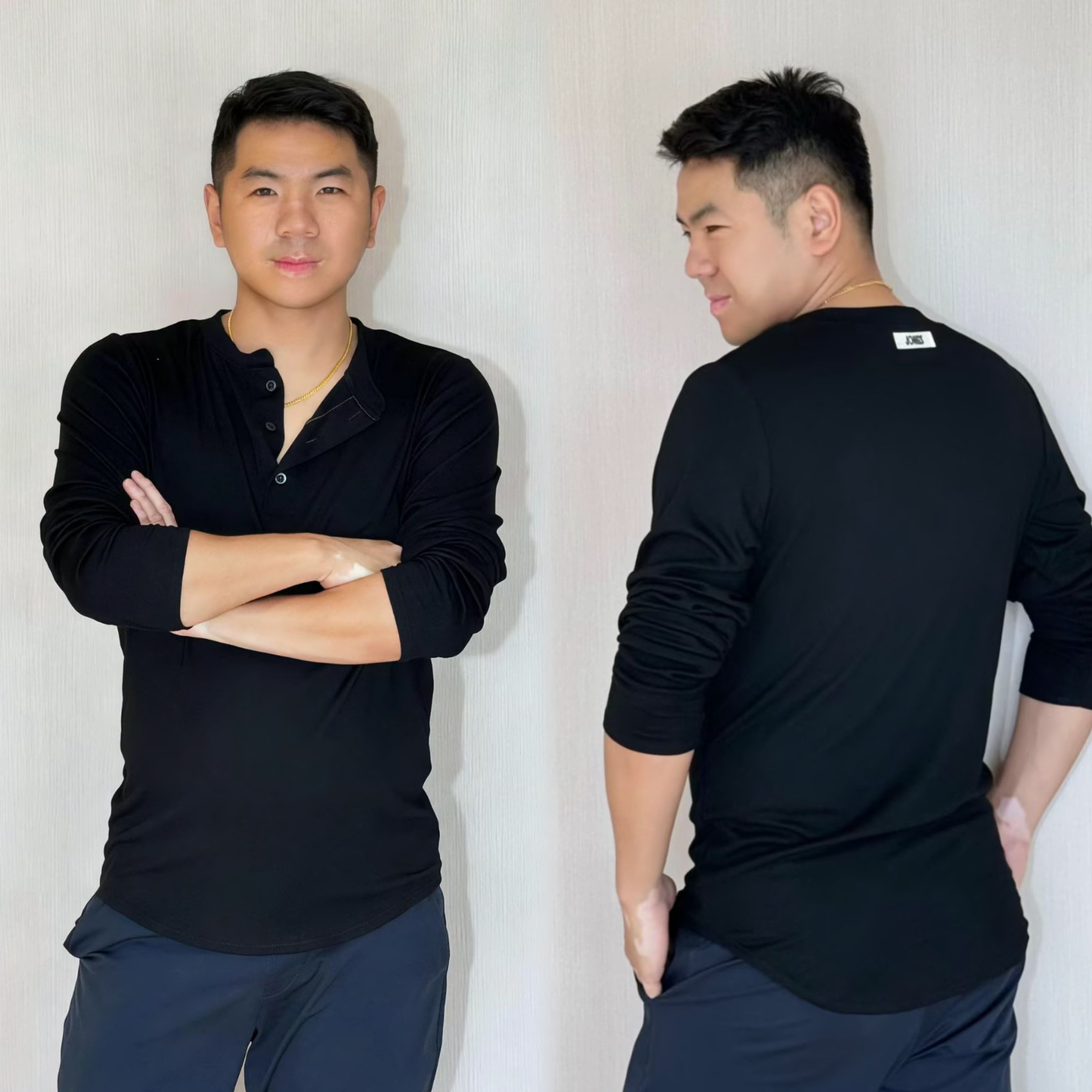 Tiomi舞服风帆舞蹈姜老师男士拉丁舞服亨利领长袖T恤练功服吸汗