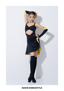 David舞服少儿拉丁舞小雏菊吊带分体练习服大摆女童跳舞手套头花