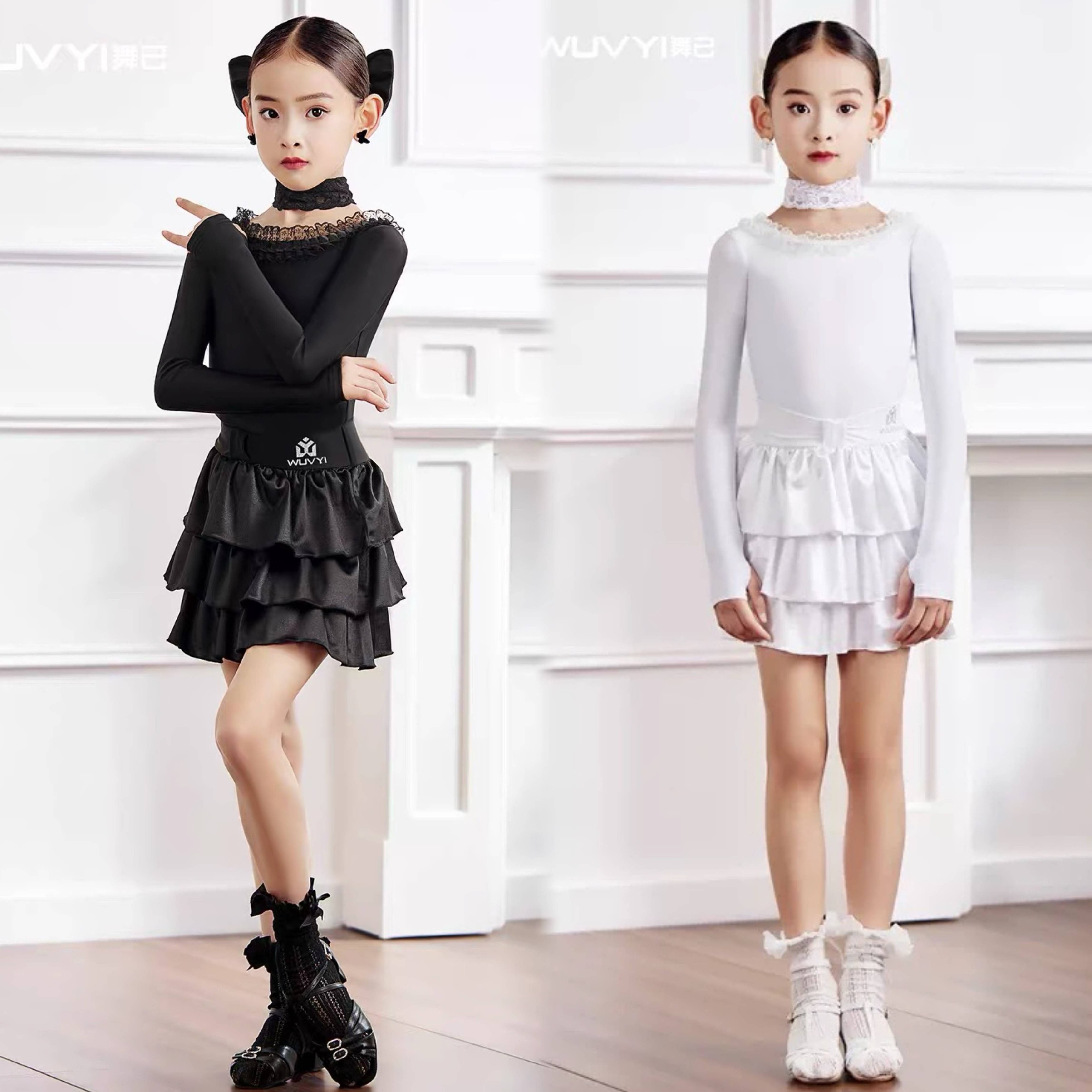 WUVYI「偏爱」儿童新款拉丁舞练功服女童舞蹈训练演出服套装