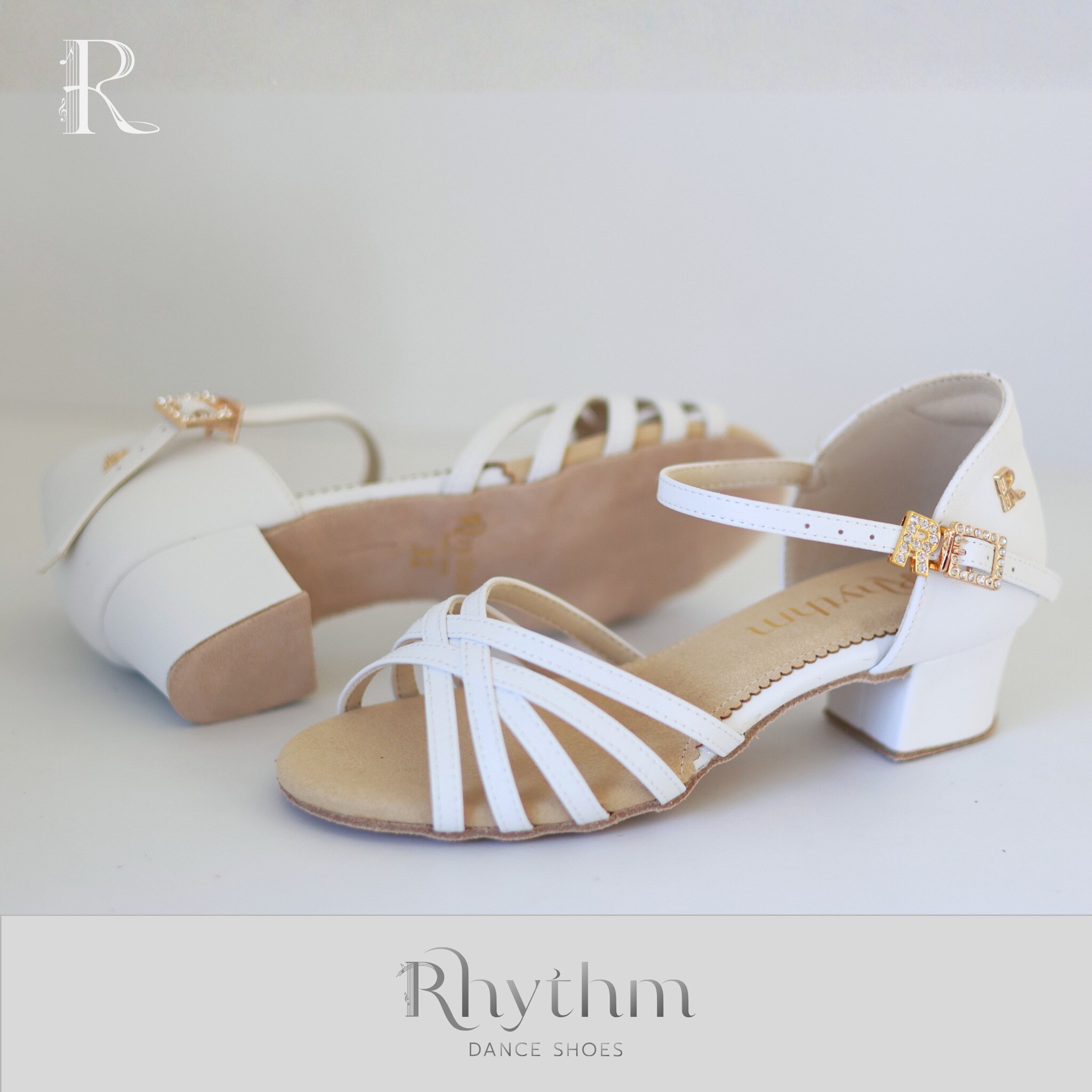Rhythm舞鞋-经典一字带-儿童拉丁舞鞋女孩软底中低跟练功比赛考级