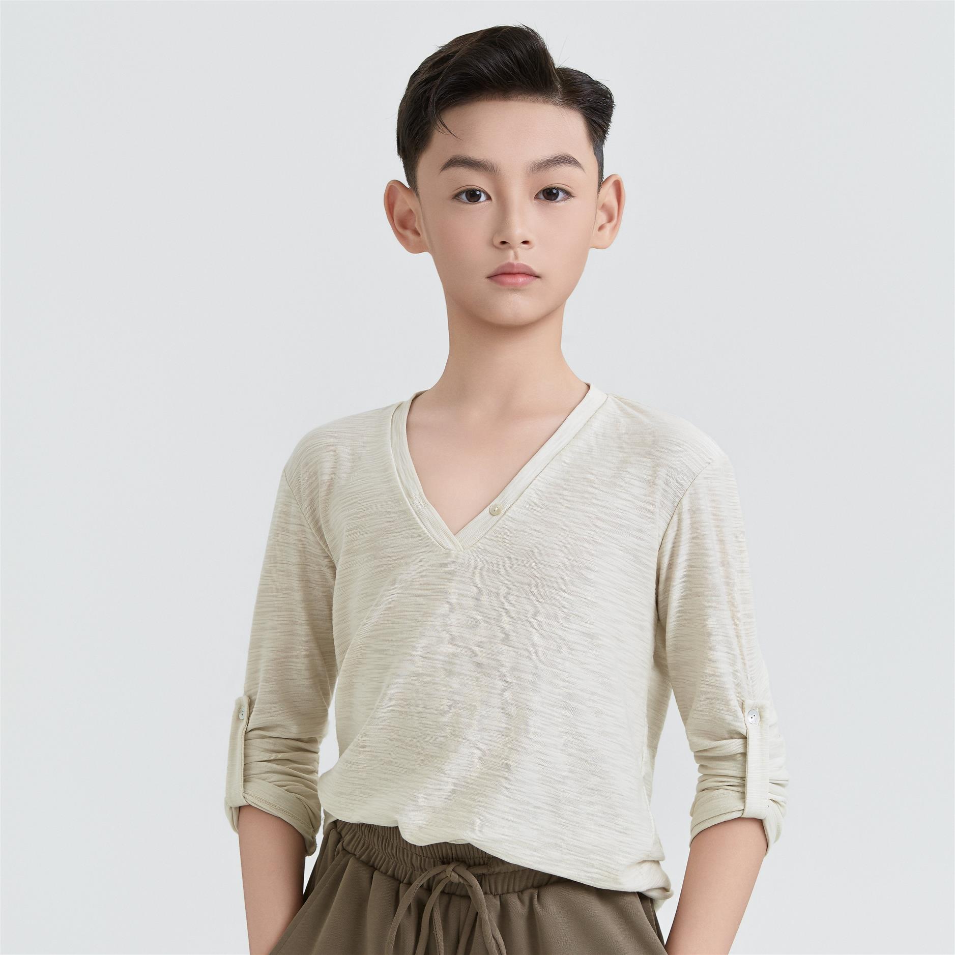 星辰拉丁舞服「松弛训练」秋冬男款V领拉丁舞练功服日常训练
