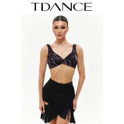 TDANCE拉丁练习服【镂空双层流苏】半裙上课班服动感带底裤GL-174