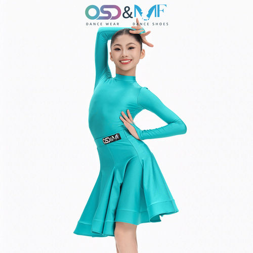 OSD舞服少儿拉丁舞珠光典藏款女童舞蹈服长袖比赛专业鱼骨裙套装