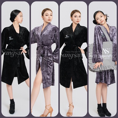 sswang少儿拉丁舞男女同款钻石绒赛袍外披秋冬保暖比赛长袍练习服