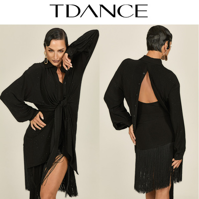 TDANCE拉丁练习【前后钮扣衬衣】上衣个性教师教课成人秋冬GL-216