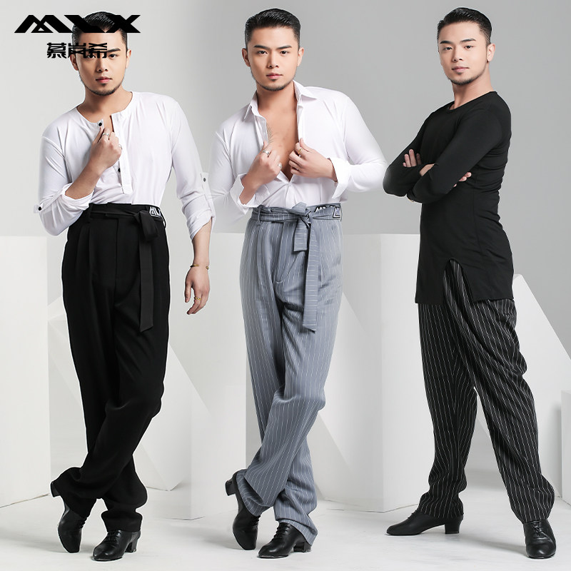 MLX【左右】摩登舞交谊舞男士舞蹈裤拉丁舞成人男练功口袋裤7528