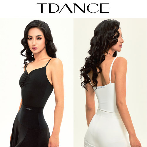 TDANCE女拉丁摩登练习【抓褶吊带连体上衣】带胸垫日常上课JM-128