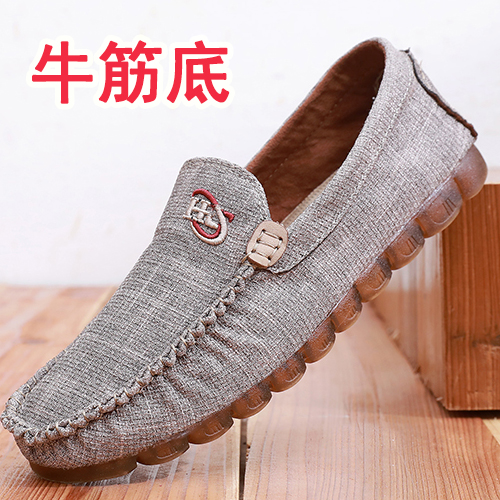 老北京布鞋男款男牛津底一脚蹬懒人豆豆鞋开车鞋子软底牛筋底时尚