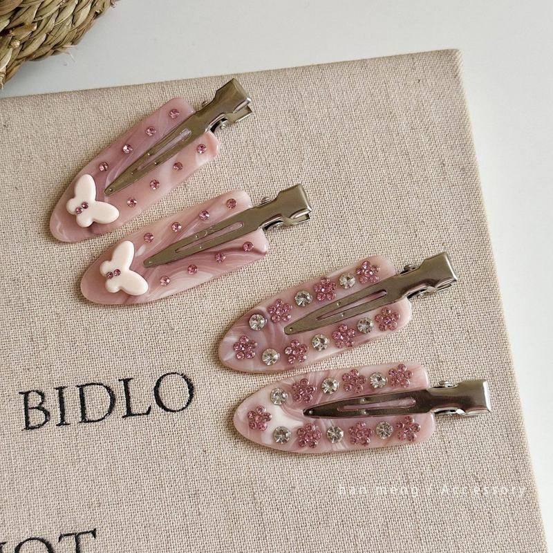 新款小众甜美少女闪钻蝴蝶花朵无痕化妆夹刘海侧边夹碎发夹头饰