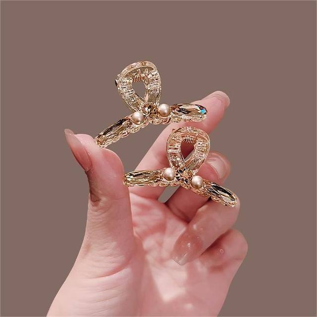 前额侧边半扎发小抓夹香槟色刘海小号发夹时尚高级感水钻发卡头饰