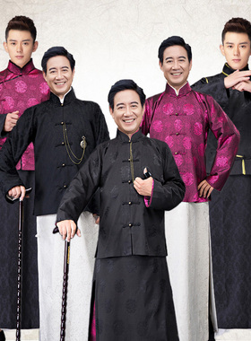 影视古装男民国上海滩长衫长袍马褂老爷老板少爷地主清朝演出服装