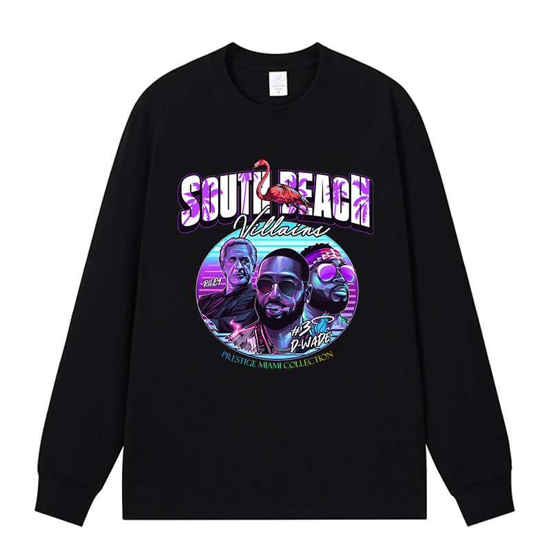 迈阿密热火韦德球迷t恤篮球运动长袖宽松半袖男女纯棉潮流定制