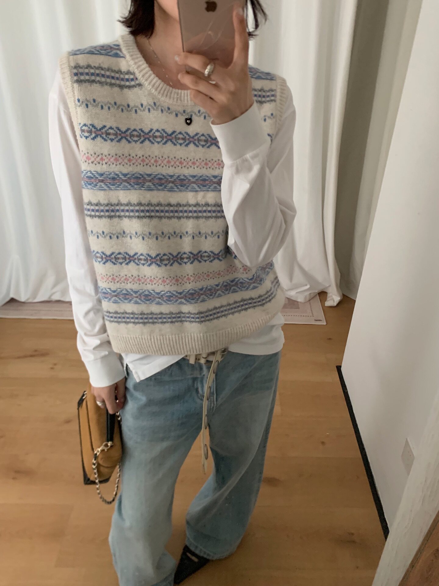 显瘦提花羊毛蜜熊绒针织马甲背心