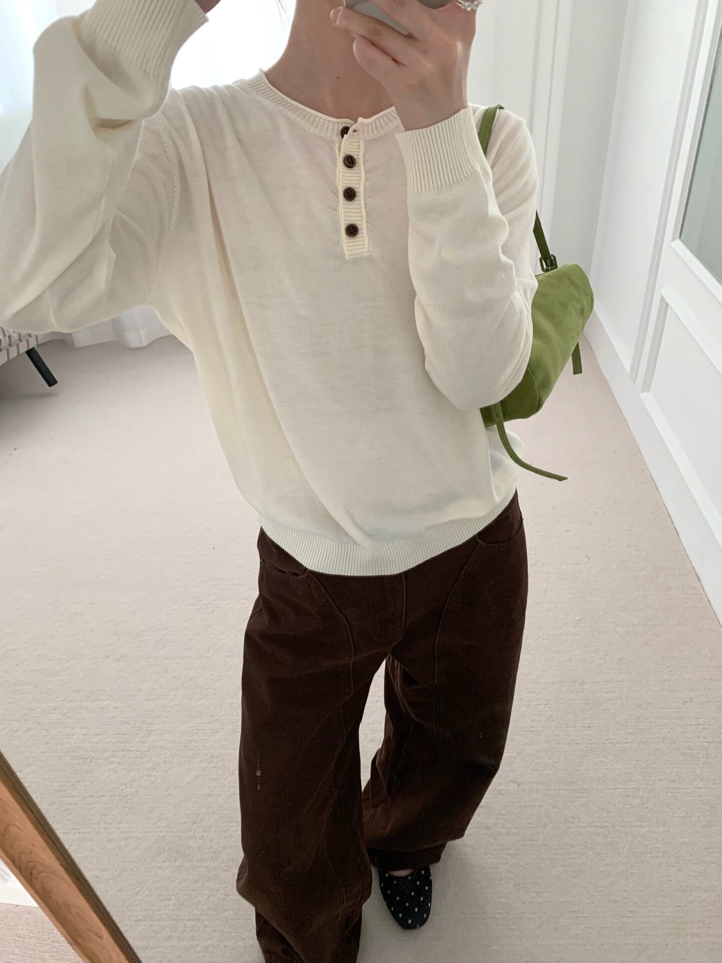 显瘦半扣精细羊毛针织长袖女百搭