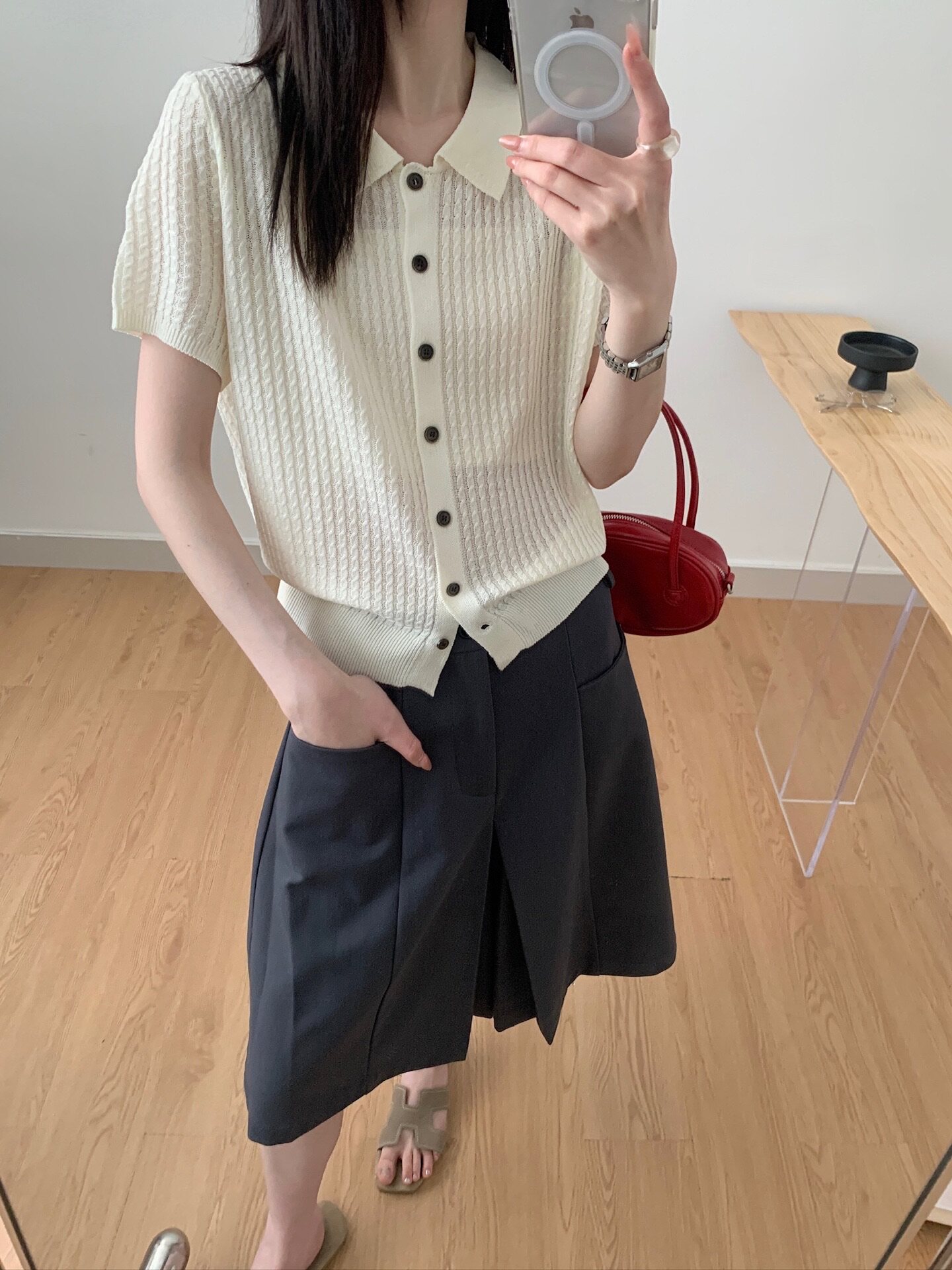 2026夏季新款韩系宽松显瘦翻领天丝亚麻针织开衫短袖女薄款上衣潮