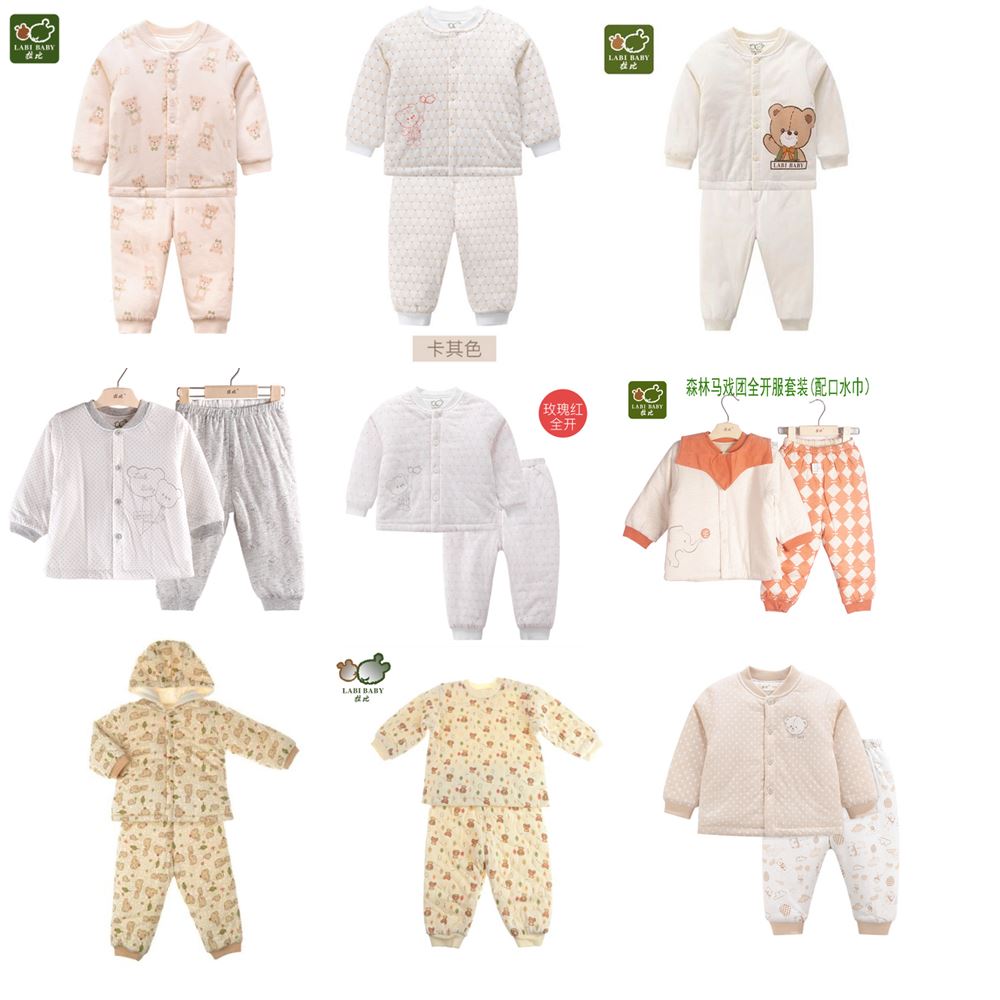 拉比夹棉幼儿冬季加厚女宝家居服