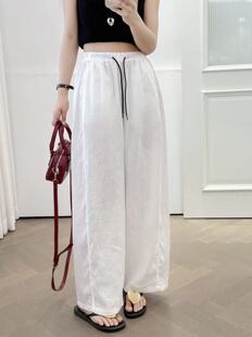 2025新款 女高腰显瘦宽松直筒阔腿裤 韩版 设计感亚麻休闲裤 时尚 007