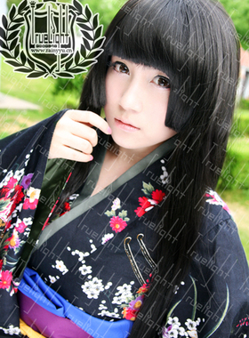超原版!阎魔爱cosplay地狱少女二笼繁花和服日式少女黑色和服定做